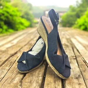 Stylish Bella~Vita Denim Slingback Wedge Sandals